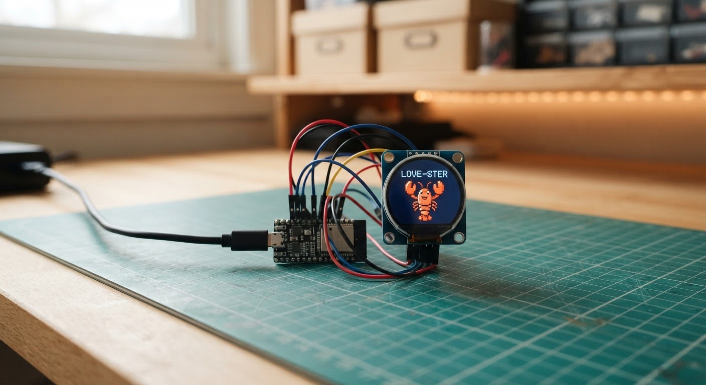 Photo of Lobster Tamagotchi Companion Bot