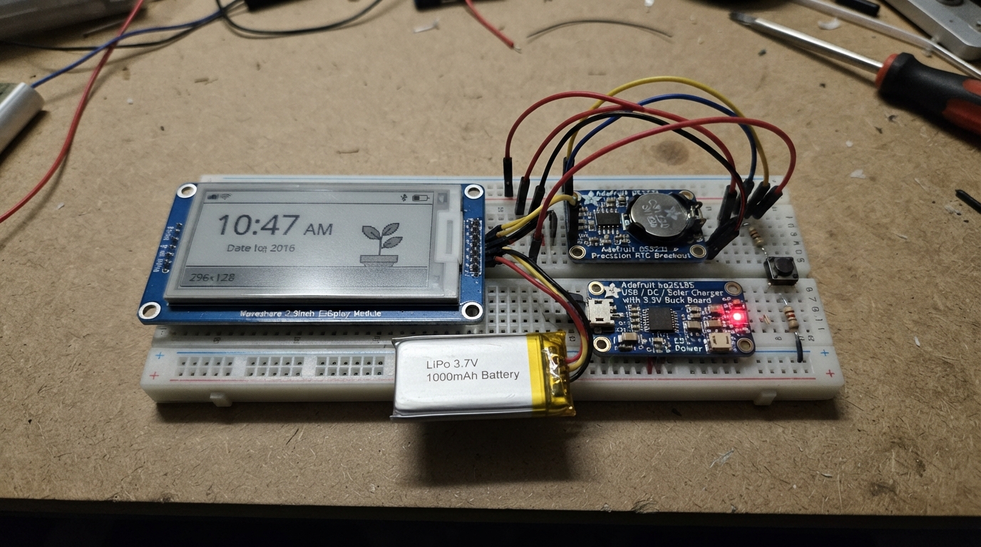 Offline E-Ink Plant Clock